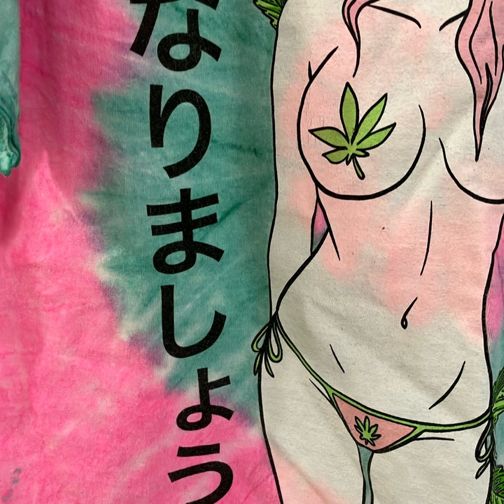 Spencer's Pink and Green Tie-Dye Anime Tee - Picture 4 of 6